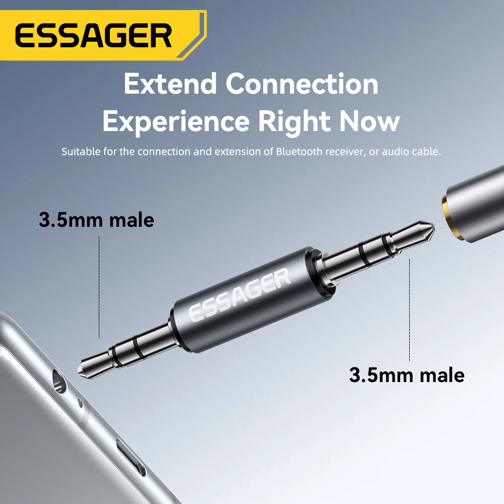 Adaptador de Audio Essager, conector de 3,5mm macho a macho, Cable de Audio para teléfono, auriculares, altavoz MP3 para coche, portátiles, tabletas, conector estéreo