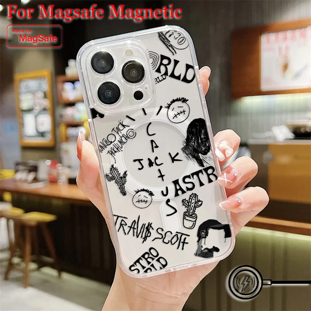 Luxury Travis Scott Cactus Jack Magsafe Magnetic Phone Case for iPhone 16 15 14 13 12 11 8 7 Plus Pro Max X XR Soft Clear Cover