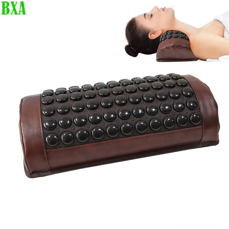 New Jade Tourmaline Massage Pillow with Heating Far Infrared Heated Massage Bolster Neck Pillow for Cervical Spine  Muscle Relax