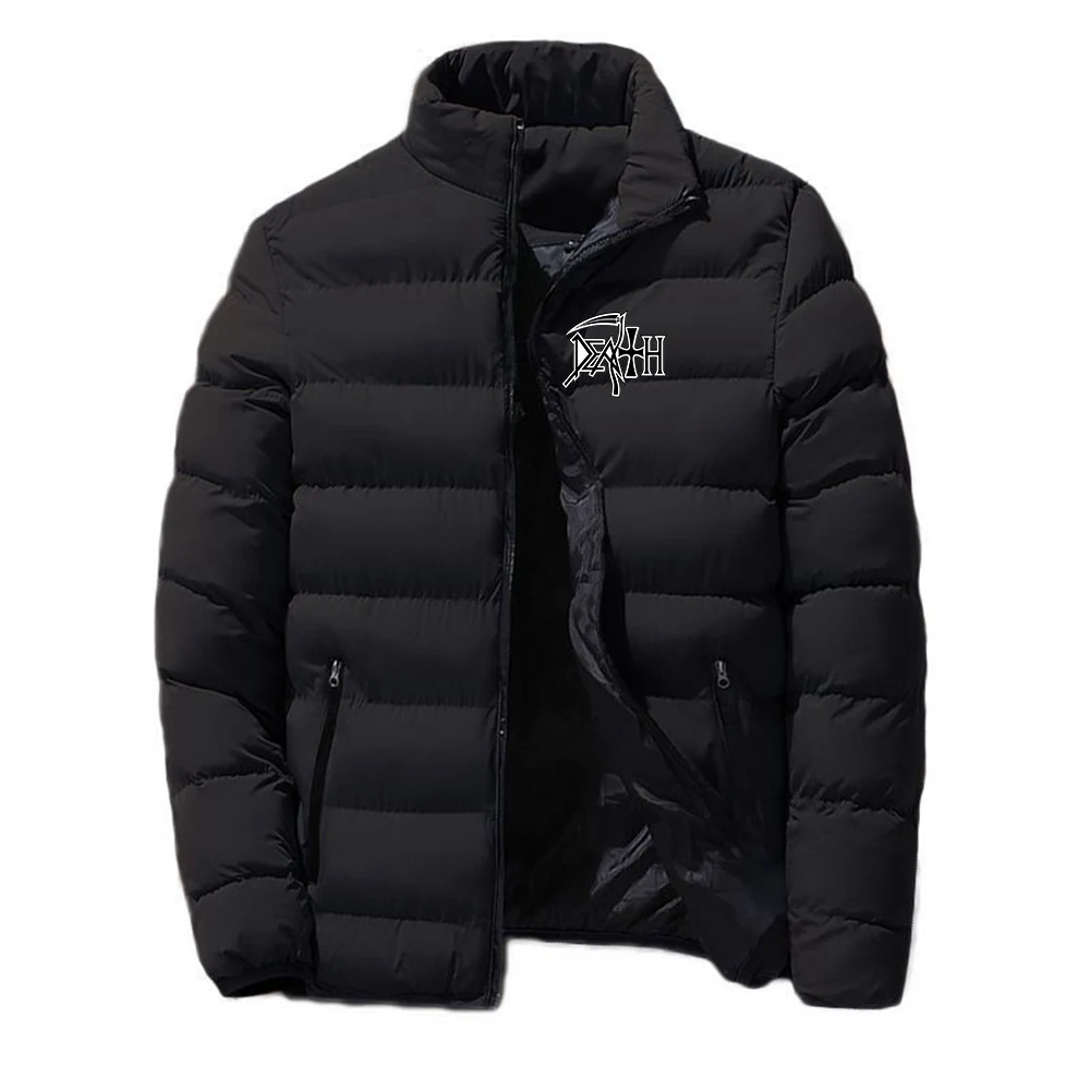 

2024 Death Rock Band Heavy Metal Men New Autumn and Winter Printing Stand Collar Cotton-padded Jacket Warm Coats Tops