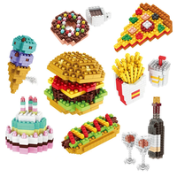 Mini Building Blocks Food Fast Food 3D Model Bricks DIY Burger Fries Wine Miniature Particle Puzzle Children Assembly Toy Gifts