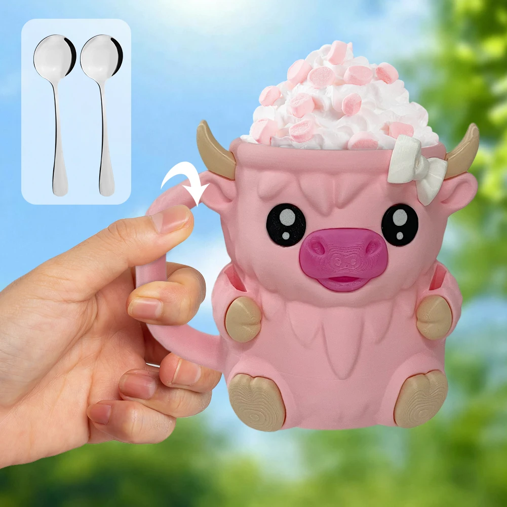 

Симпатичная пинта для мороженого Highland Cow с антифризной ручкой, десертная чашка, многоразовые держатели для пивных банок для сбора вечеринок, пикника