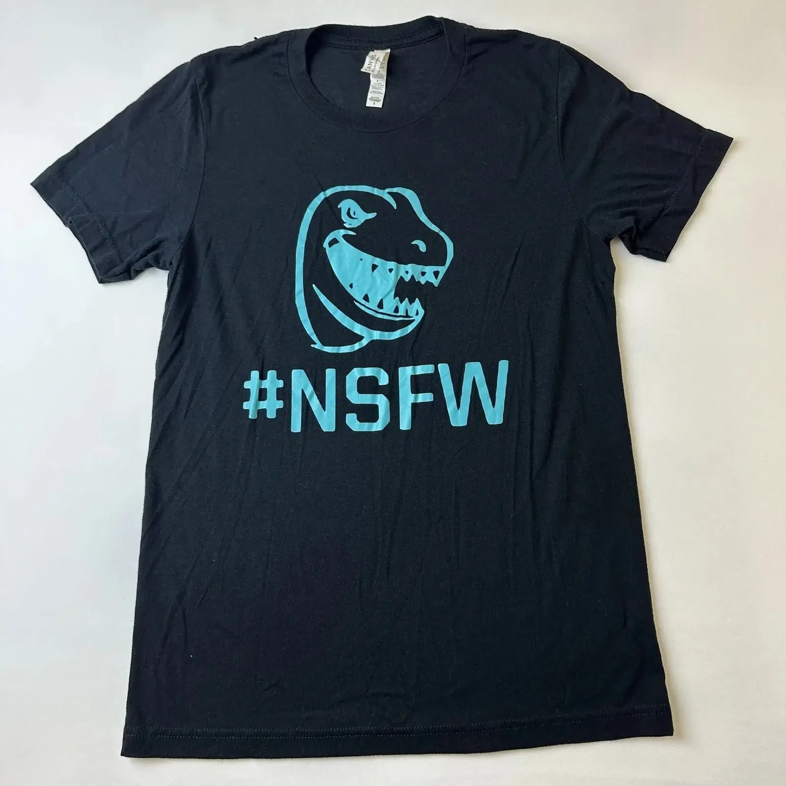 NSFW Dinosaur T Shirt Mens Small Bella Canvas Funny Hashtag Novelty vintage Washed Stretched Casual Top For Everyday Wear