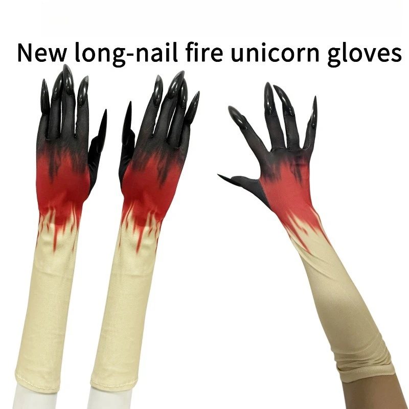 Halloween Bloody Claw Gloves Long Paw Performance Gloves Party Cosplay Dress‑up Horror Prop Accessory