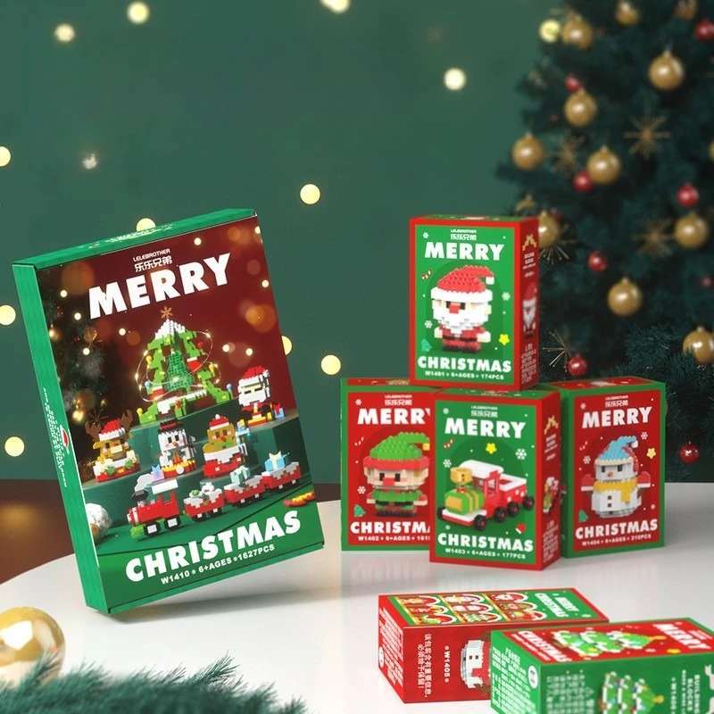 Christmas Gifts Building Block Series Santa Claus Reindeer Puzzle Assembly Bricks Table Decoration Toys for Child Chrismas Gift