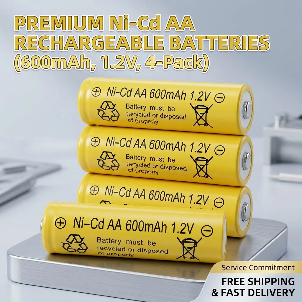 600mAh 1.2V AA NiCd Rechargeable Battery Stable Power Nickel Cadmium Battery for Office Electronic Tools Replacement Use