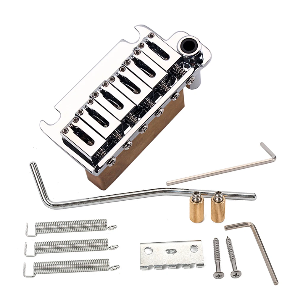 

ST Electric Guitar Tremolo System with Brass Bridge Saddles, 2-1/16" (52.5mm) String Spacing, Carbon Steel Baseplate, Chrome