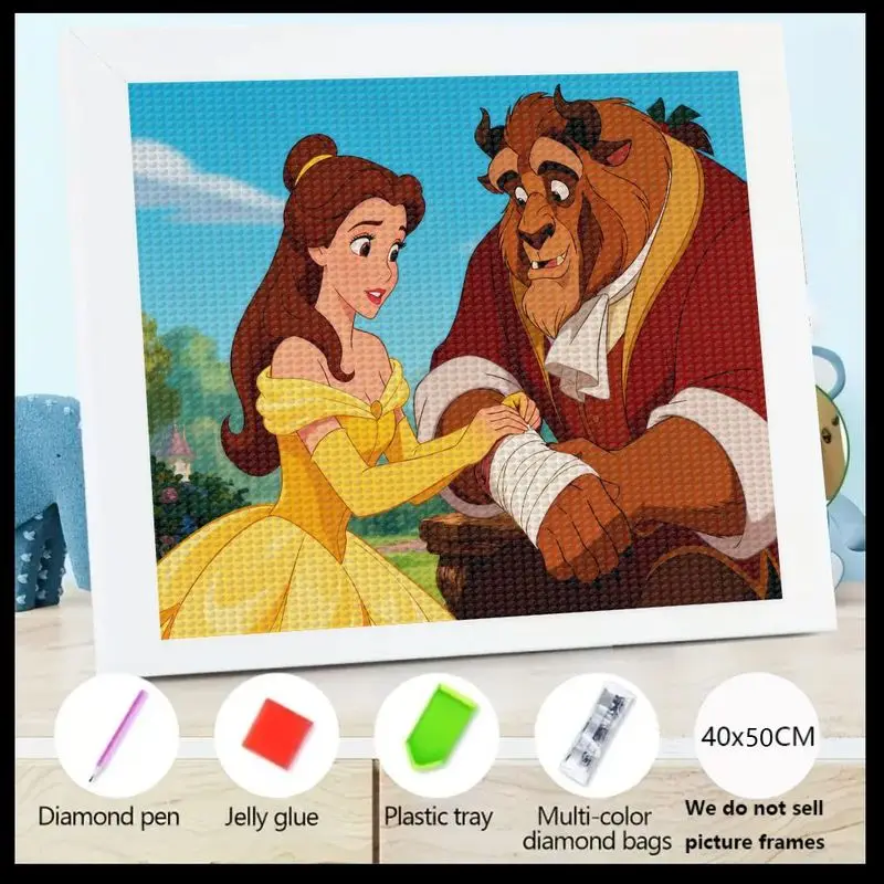 

1 шт. Набор для алмазной живописи «Красавица и чудовище» 5D, персонаж Диснея, рукоделие своими руками, потрясающий портрет кристаллического драгоценного камня красавицы и Беа
