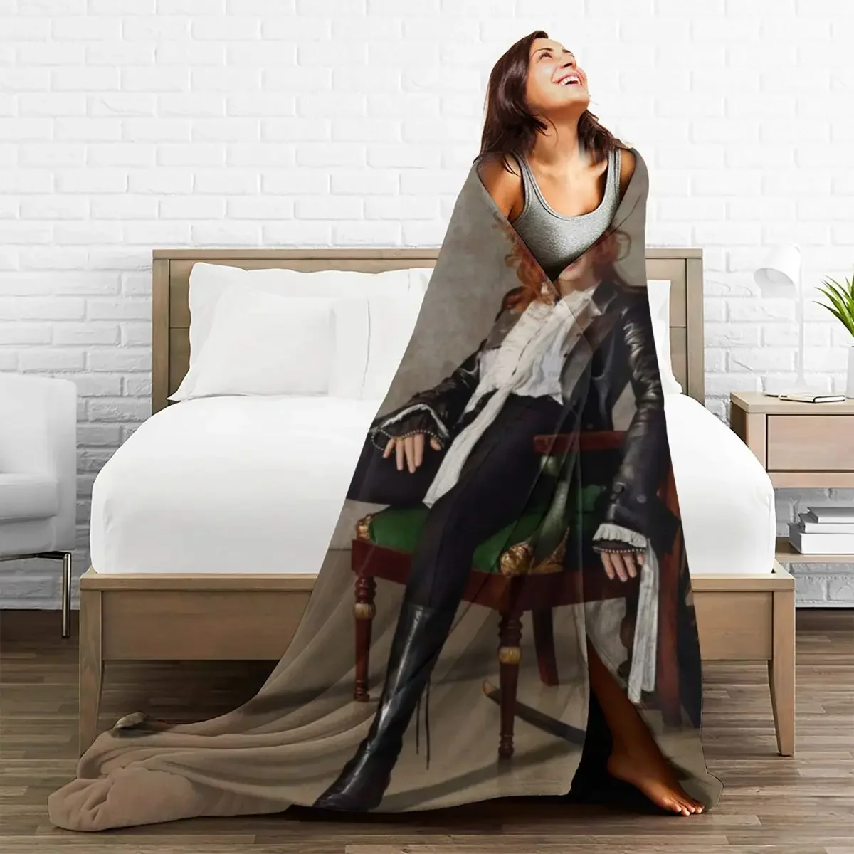 Mylene Farmer Blanket Fleece Printed French Singer Breathable Lightweight Throw Blanket for Sofa Office Bedspreads