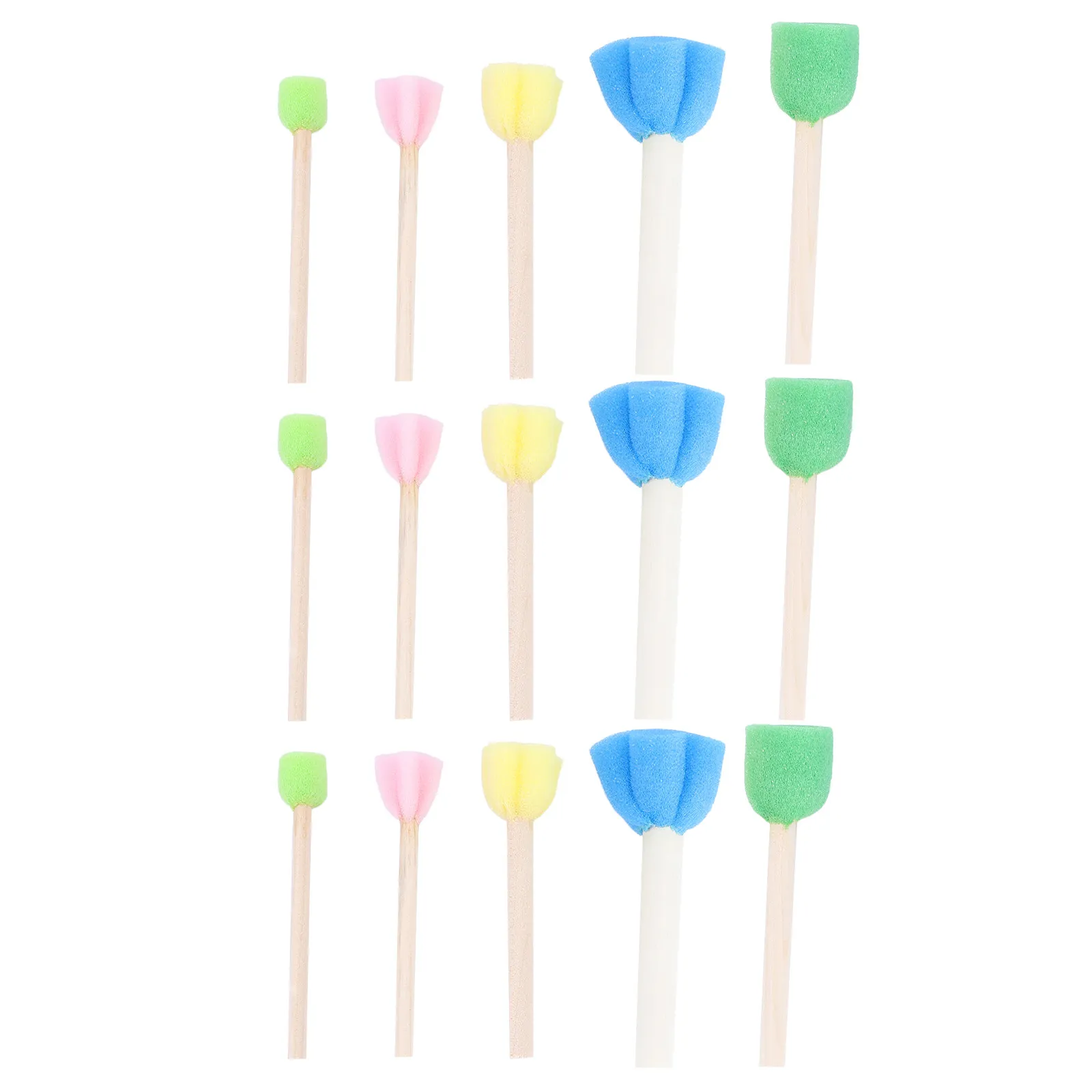 15Pcs Mini Flower Shaped Sponge Brushes Kids Art Painting Tools Handle Design Prevents Dirty Hands Absorbent Stippler Set