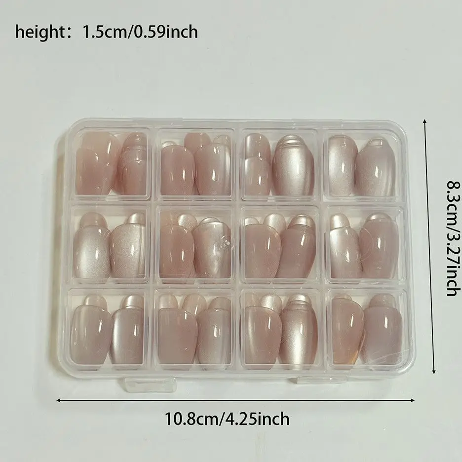 120Pcs Nail Tips for Woman Cute Cat Eye Press on Nails Short Oval Fake Nail Fully Covered Y2K Detachable Wearable Nail Art