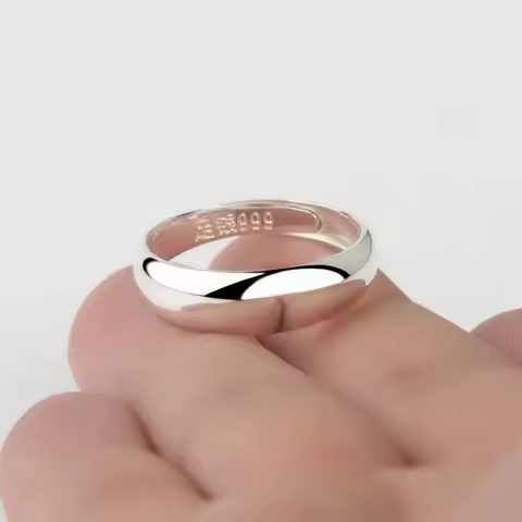 Buyee 925 Sterling Silver Couples Ring Polishing Open Ring Finger for Women Men Fashion Wedding Fine Jewelry Circle Gift