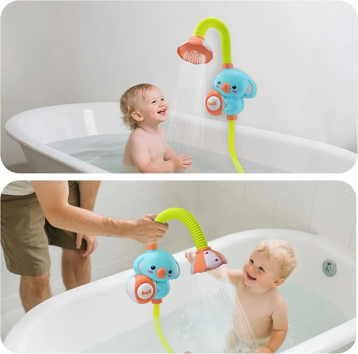 Elephant Bath Shower Head with Hand Pump and Hose, Kids Bathtub Fountain Swimming Toys,Toddler Water Fun,Boys Girls Birthday