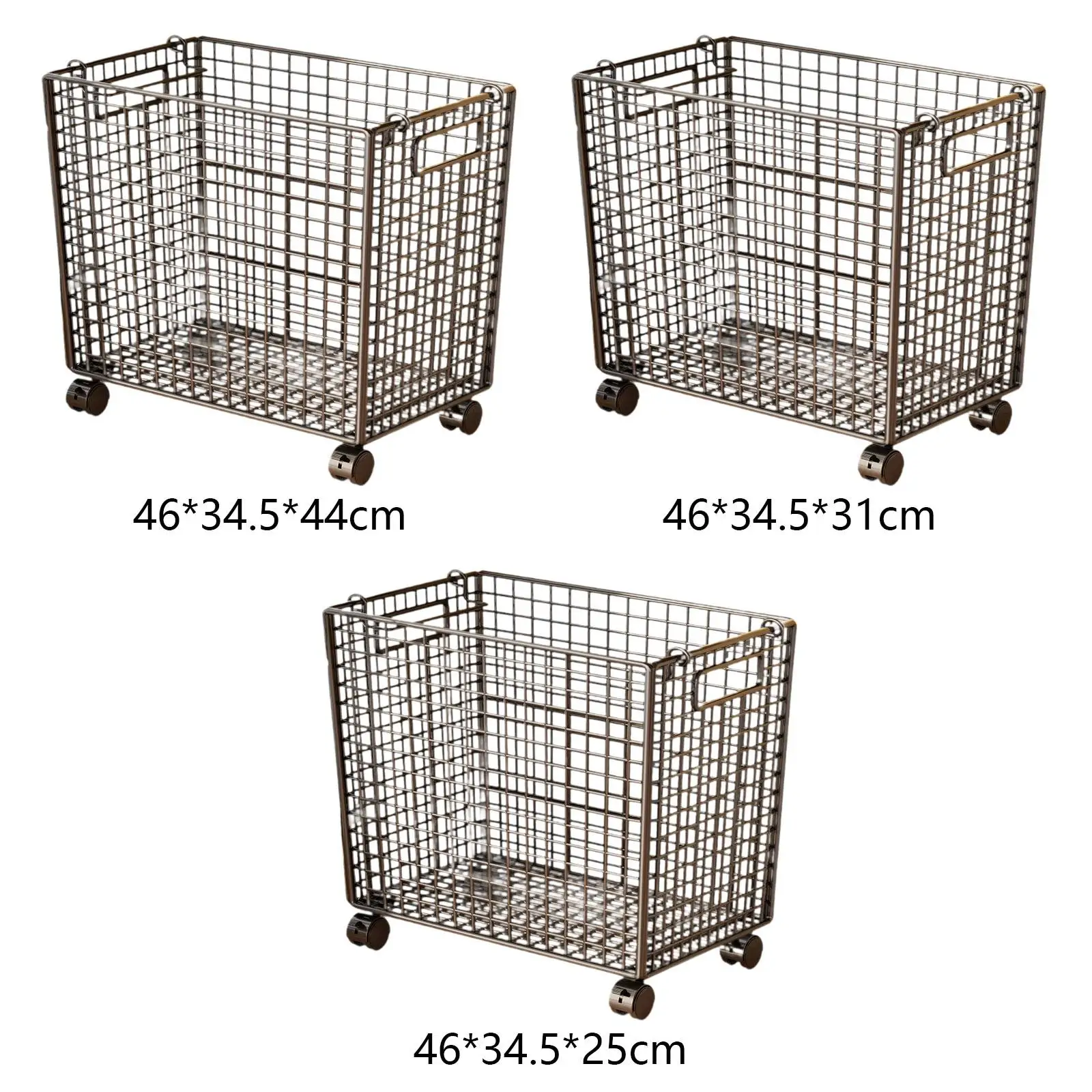 Metal Mesh Rolling Laundry Basket Cart Sturdy for Living Room Multipurpose