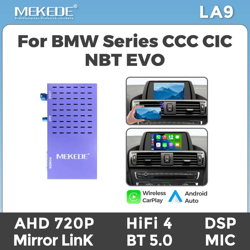 MEKEDE Wireless CarPlay Android Auto AirPlay Autolink Mirroring HiFi DSP BOX Modul für BMW 1er Serie E81 E82 E87 E88 3er Serie E90 E91 E92 E93 5er Serie E60 E61 X5 E70 X6 E71 CCC System