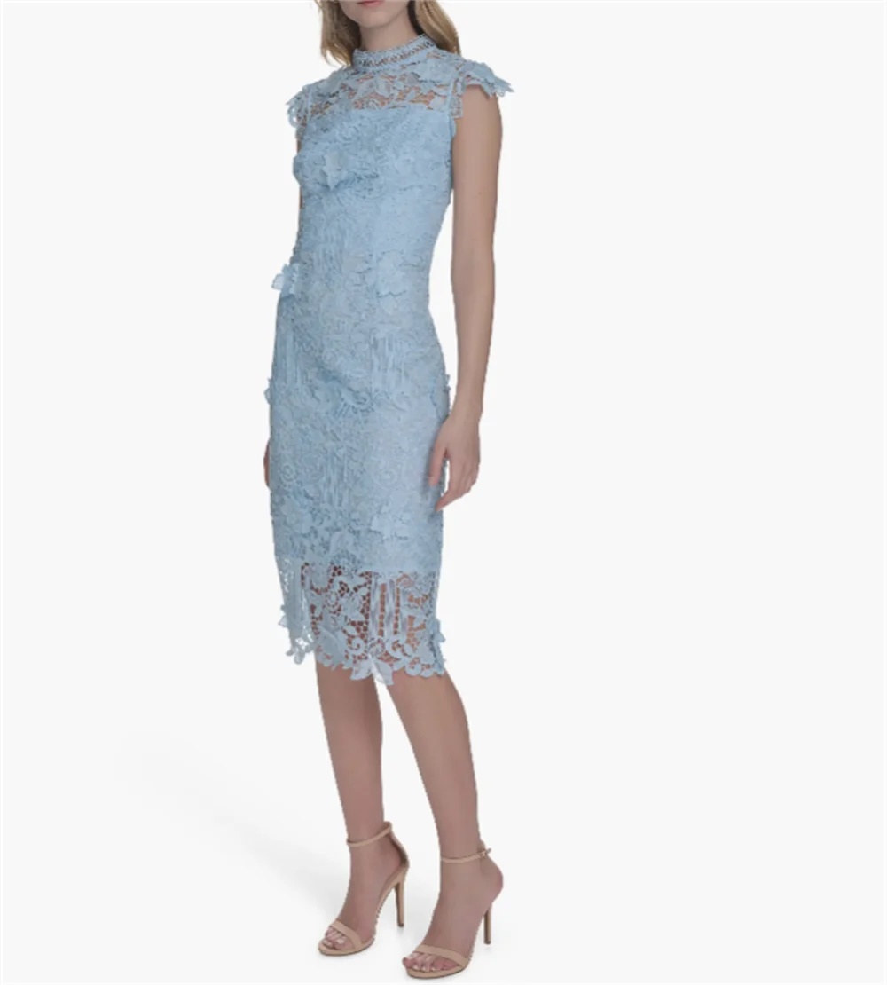 فستان سهرة نسائي دانتيل مزين بالزهور بدون أكمام فستان حفلة موسيقية برقبة دائرية فستان رسمي أنيق لحفلات الكوكتيل حسب الطلب #2