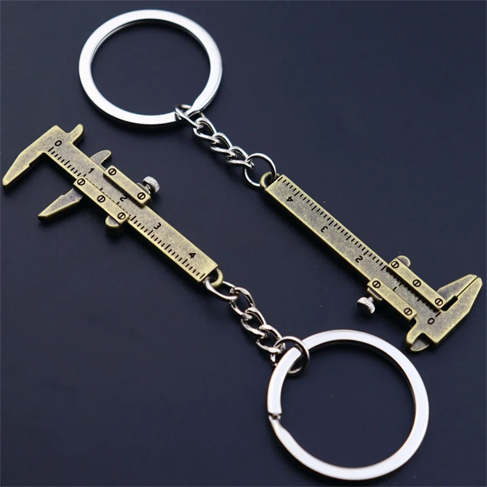 Creative 0-4cm Mini Vernier Keychain Caliper Measuring Gauging Tools Keyrings Phone Charm USB Drive Accessory Ruler Pendant