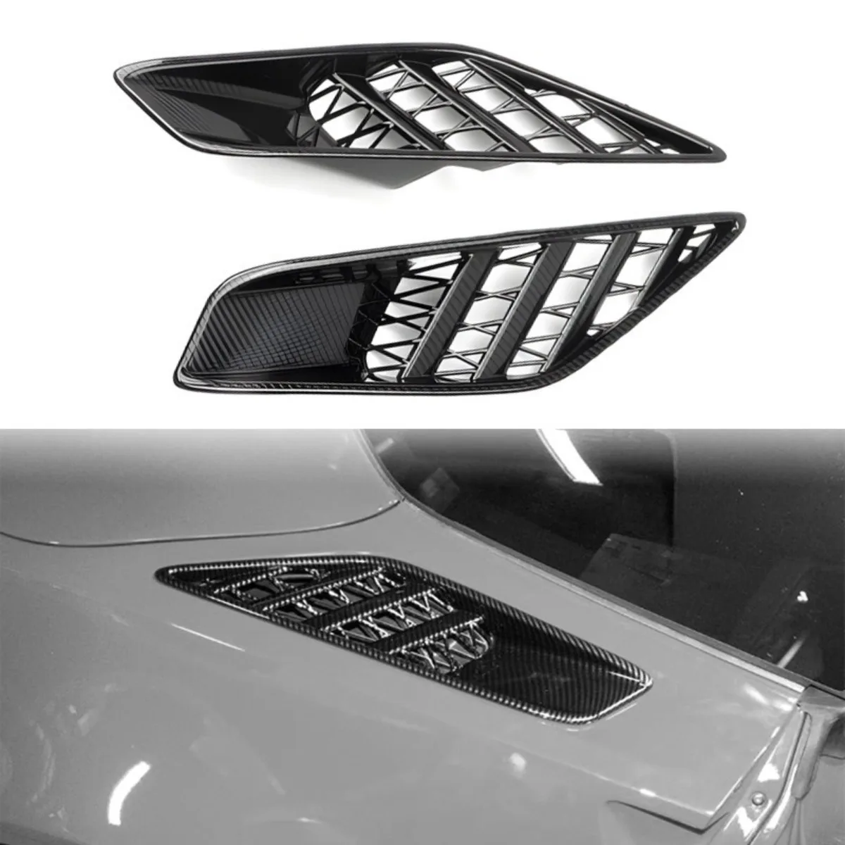 

For Chevrolet Corvette C7 2014 Car Rear Triangle Window Trim Side Bumper Air Intake Vent Splitter Bumper Protector Door Bowl