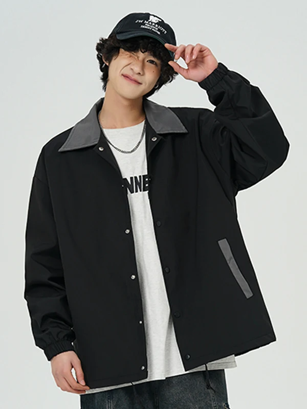 

Sli Casual Loose Collar Jaet for Men Trendy Simple Modern Sle Polyester Fiber Spring Autumn Wear for Teenagers