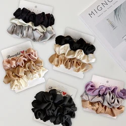 3 Pçs/set Silk Satin Hair Bands Mulheres Cor Sólida Scrunchies Meninas Acessórios de Cabelo Verão Rubber Bands Hairband