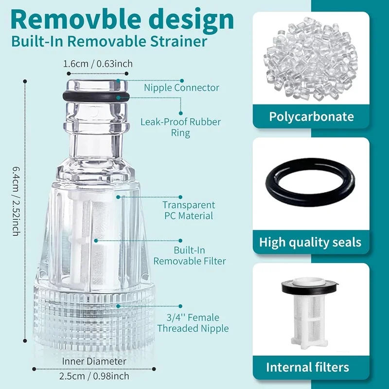 3/4" High Pressure Washer Water Filter Inlet Connector  Replacement Tool Water Pump Inlet Hose Garden Hose for Garden Adapter