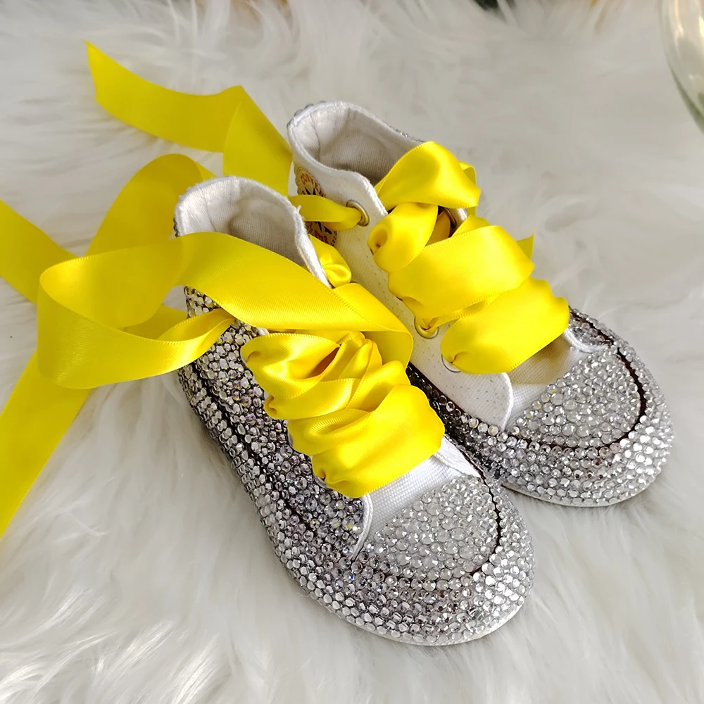 Handmade Rhinestones Bling Girls Womens Kids And Mother Candy Canvas Shoes Pearls Sneakers For Girl Birthday Party Wedding