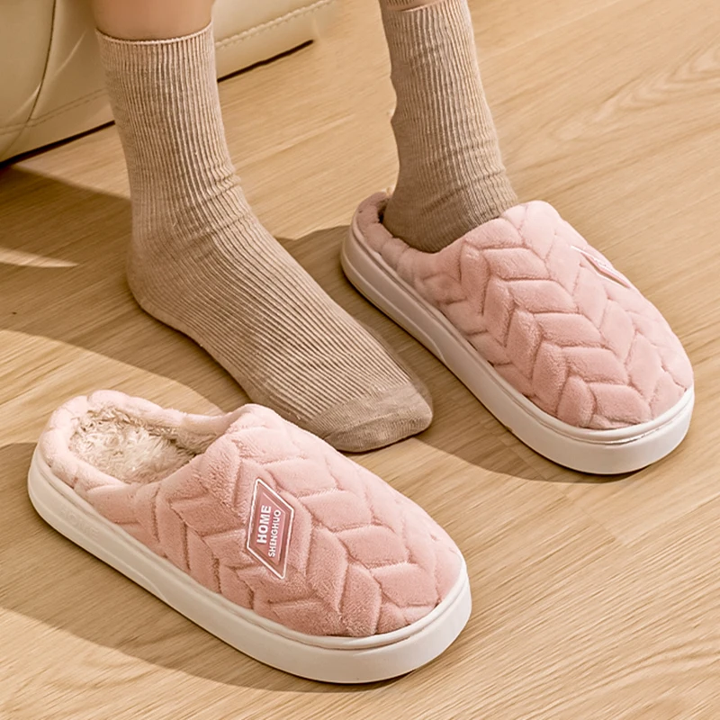 

Комфортные нескользящие меховые домашние тапочки, женские зимние теплые пушистые меховые домашние тапочки для пар, мягкие хлопковые шлепанцы с толстой подошвой