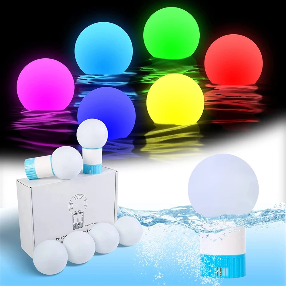 

LED Floating Pond Lights 2 in 1 Chlorine Floater Dispenser Swimming Pool Lamp IP67 Waterproof for Aquarium Fountain Tub Decor