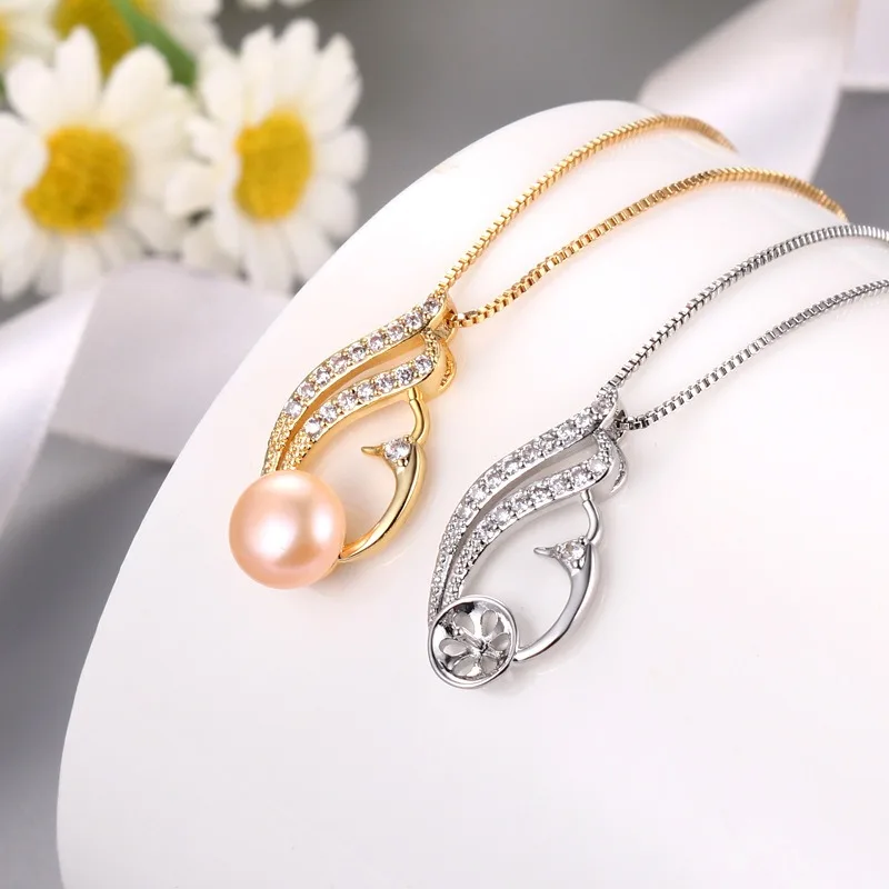 

YWYC 9-10mm Natural Freshwater Pearl Necklaces with Zircon Peacock Swan Pendant Necklaces Jewelry Gift 2025 New Arrivals