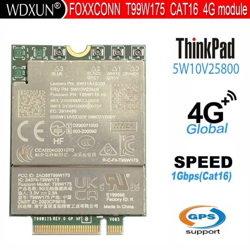 Módulo 5G T99W175, Módem M.2 5W10V25800, Snapdragon X55 para Thinkpad ThinkEdge