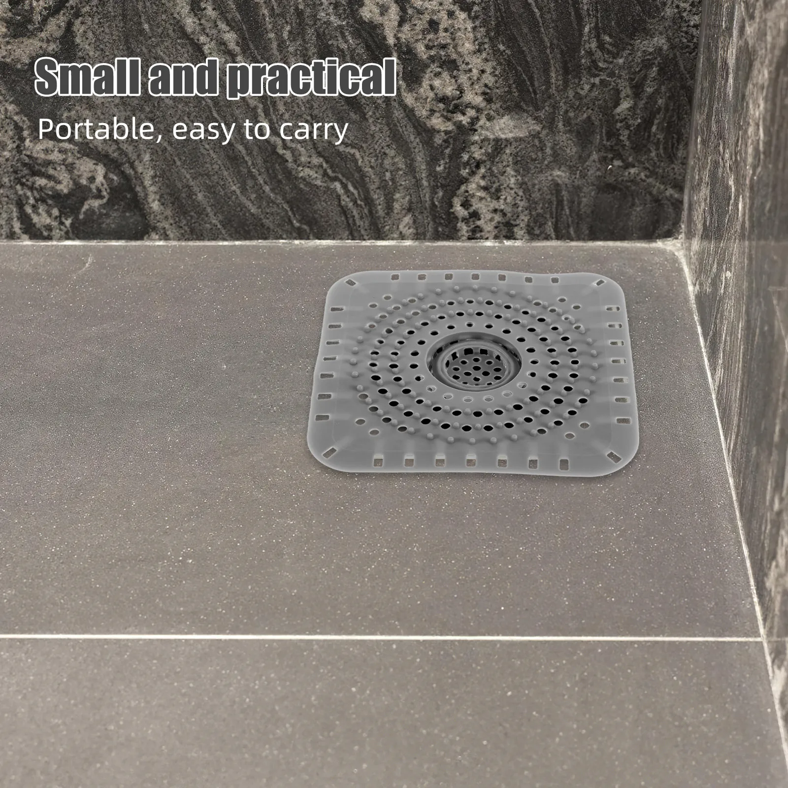 

6Pcs Silicone Bathtub Hair Catcher Bathroom Drain Filter Grey Square Anti-Clog Shower Floor Strainer Reusable Washable Universal