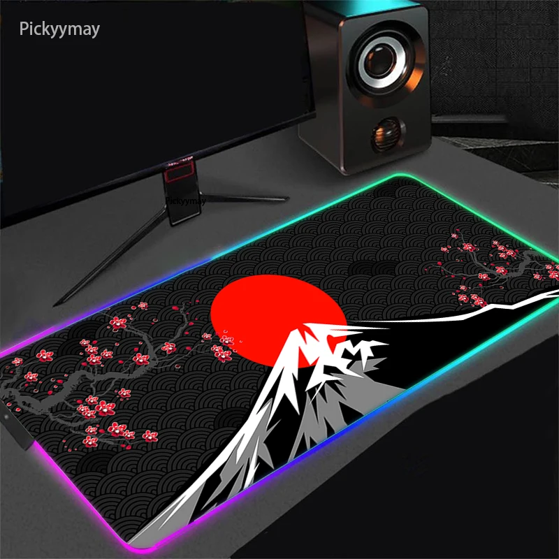 

RGB Mouse Pad Black Mousepad LED With Backlight Large Masuepad Computer Keyboard Deskpad Desk Mat Mount Fuji Table Mats XXL