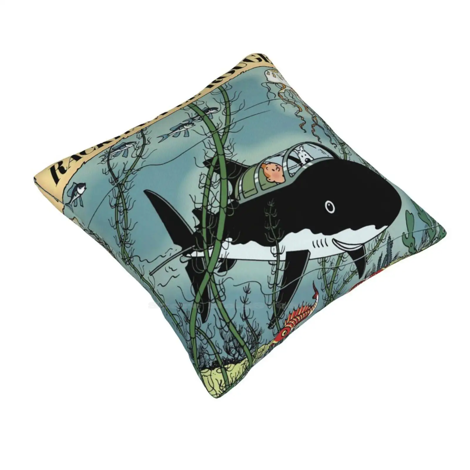 Fish And Dog Home Sofa Car Waist Throw Pillowcase Anime Movies Comic Vintage Retro Best Tin Style Amazing Tin Tower Adventure