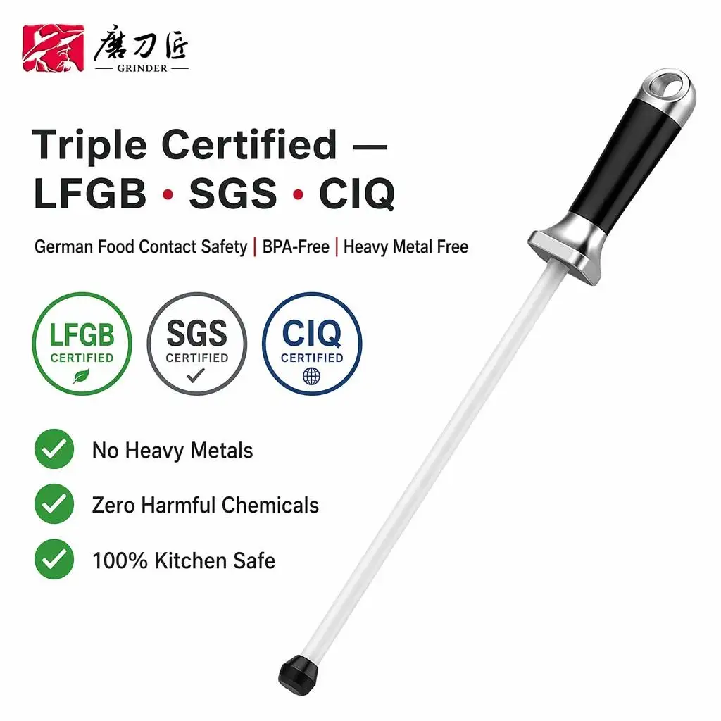 TAIDEA TG2006 12-inch Ceramic Sharpening Rod, 1000 Grit Pro Honing Steel for Knives, LFGB SGS CIQ Certified, 275g Lightweight view 4
