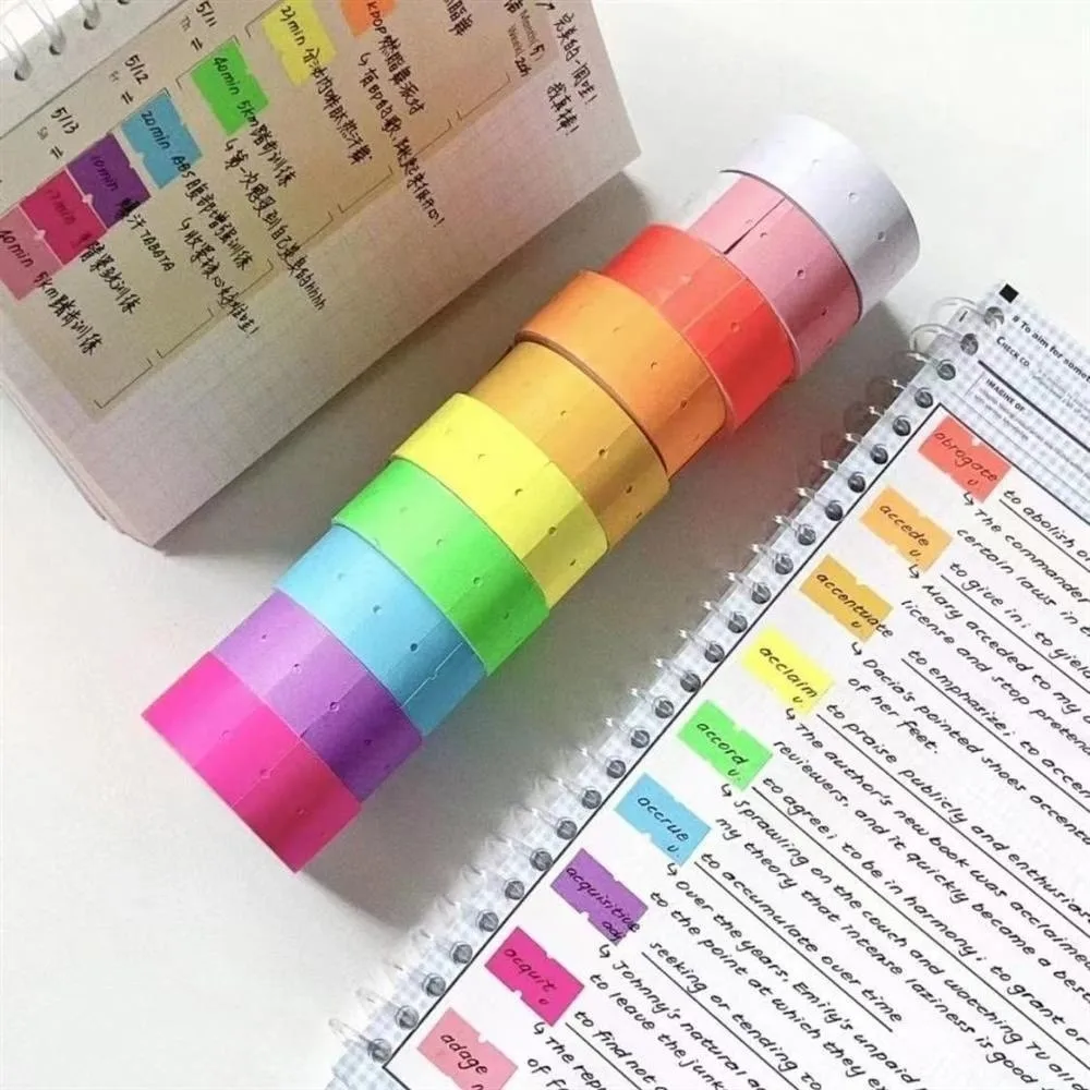 Colorful Stickers Tape Self-Adhesive Handwritten Paper Stickers Fluorescent Notes Student Sticker Labels Blank Memo Stationery