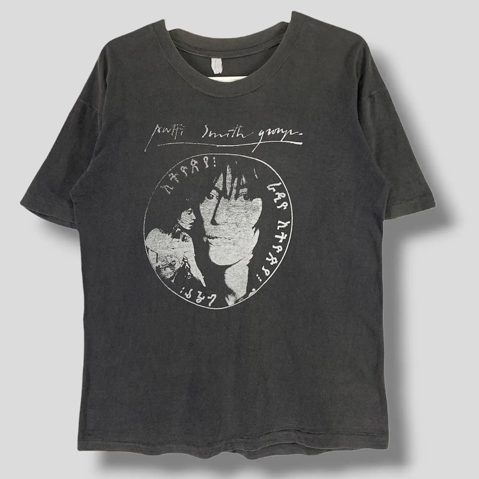 Camiseta Coleccionable Negra de la Gira de Conciertos Punk Radio Ethiopia de Patti Smith Group de los años 70, Vintage, Lavada, Casual, Unisex