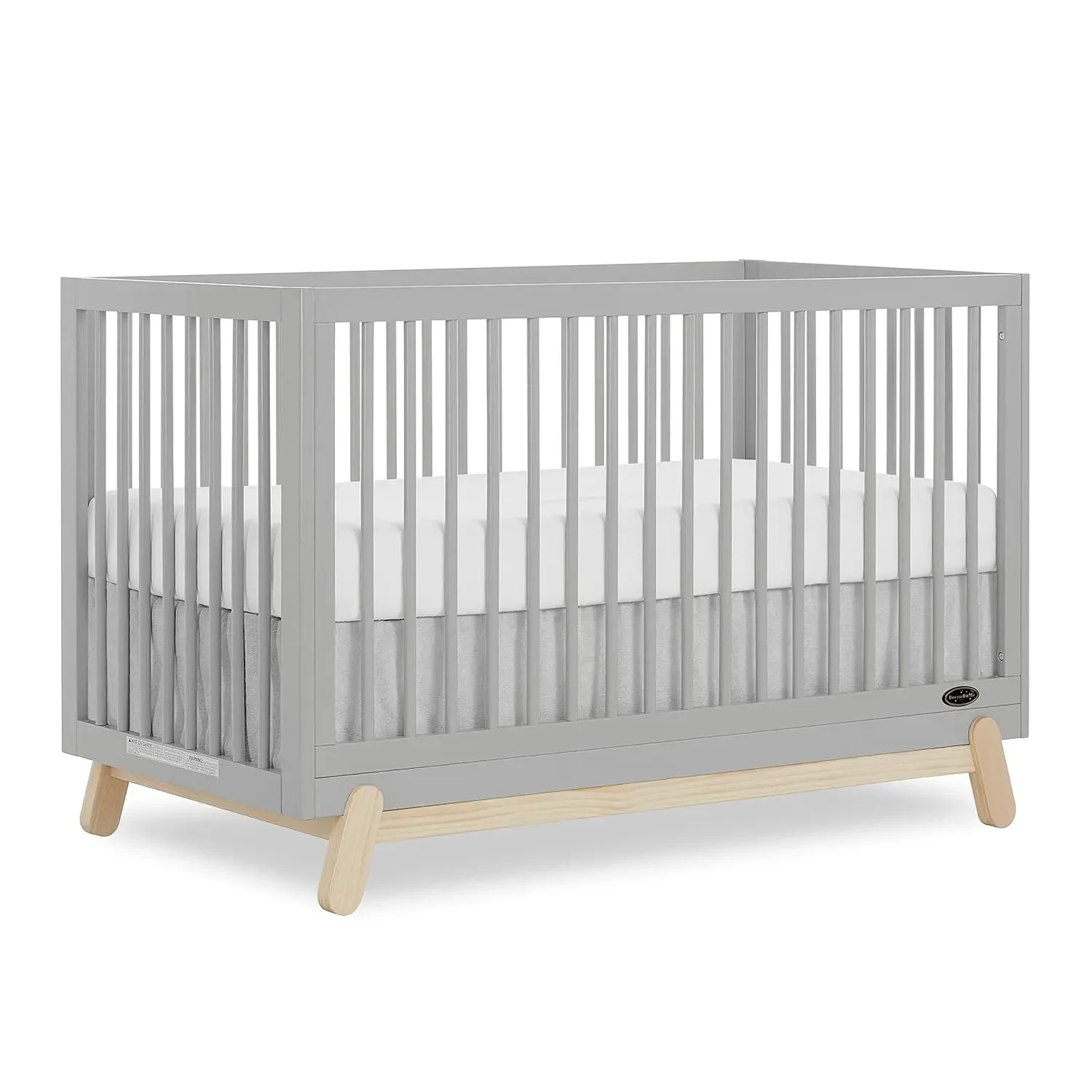 Hygge 5-in-1 umwandelbares Kinderbett in Pebble Grey Oak, JPMA & Greenguard Gold-zertifiziert, aus nachhaltigem Kiefernholz, leicht zu reinigen,