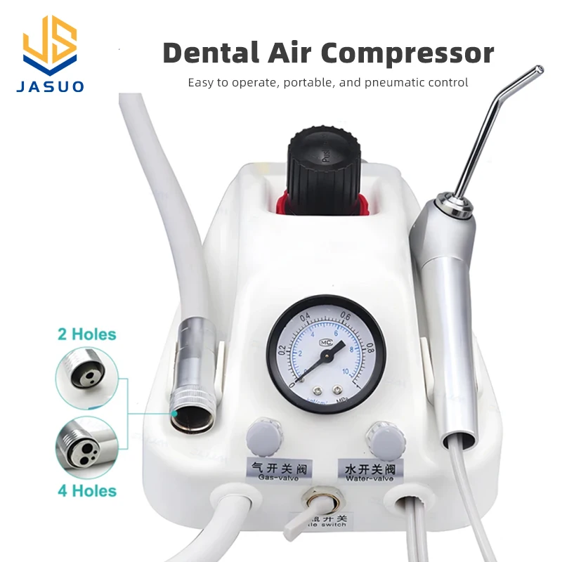 Dental Portable Turbine Unit Work With Air Compressor 3 Way Syringe 2/4 Holes Teeth Whitening Equipment Plastic Shell Dentistry