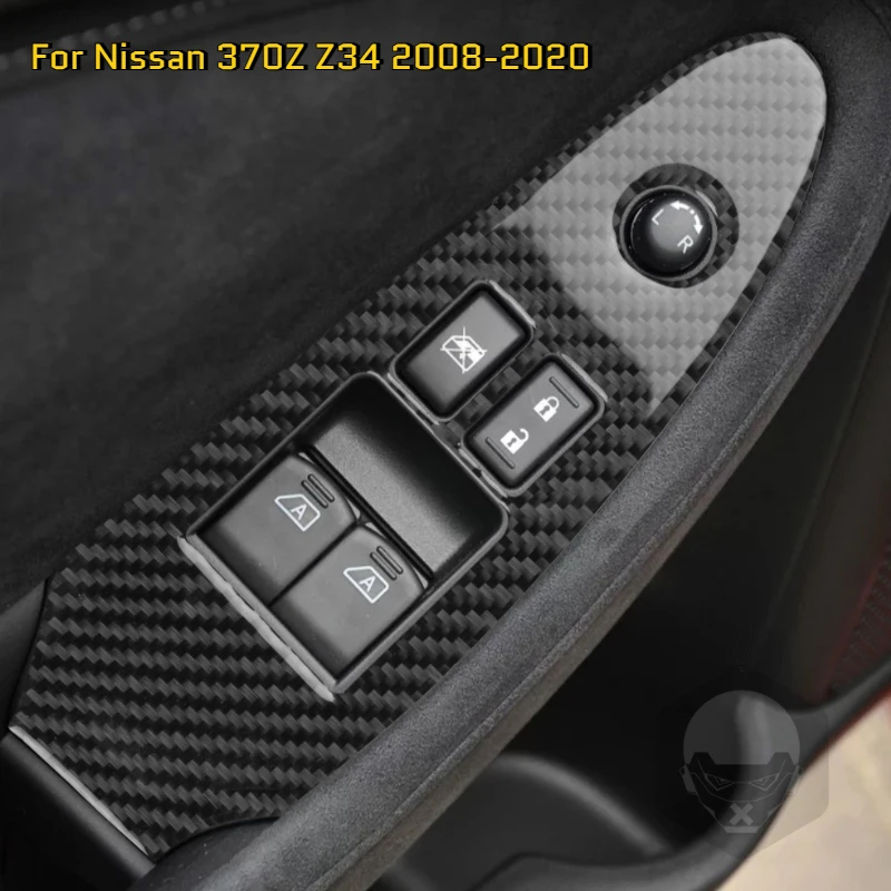 

For 2008-20 Nissan 370Z Z34 Z400 Soft Carbon Fiber Car Window Lift Switch Button Panel Frame Cover Trim Interior Accessories