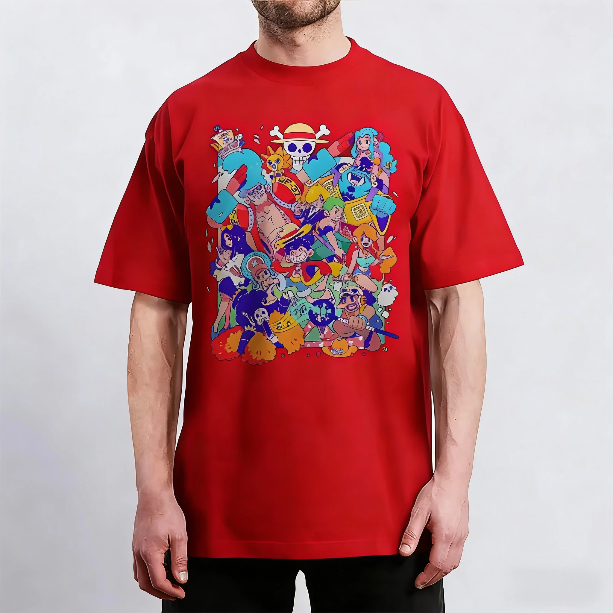 قطعة واحدة أنيمي التعاون القطن الخالص تي شيرت 2026 الرجال والنساء الصيف جديد الشارع الهيب هوب فضفاض عادية الوالدين والطفل #5