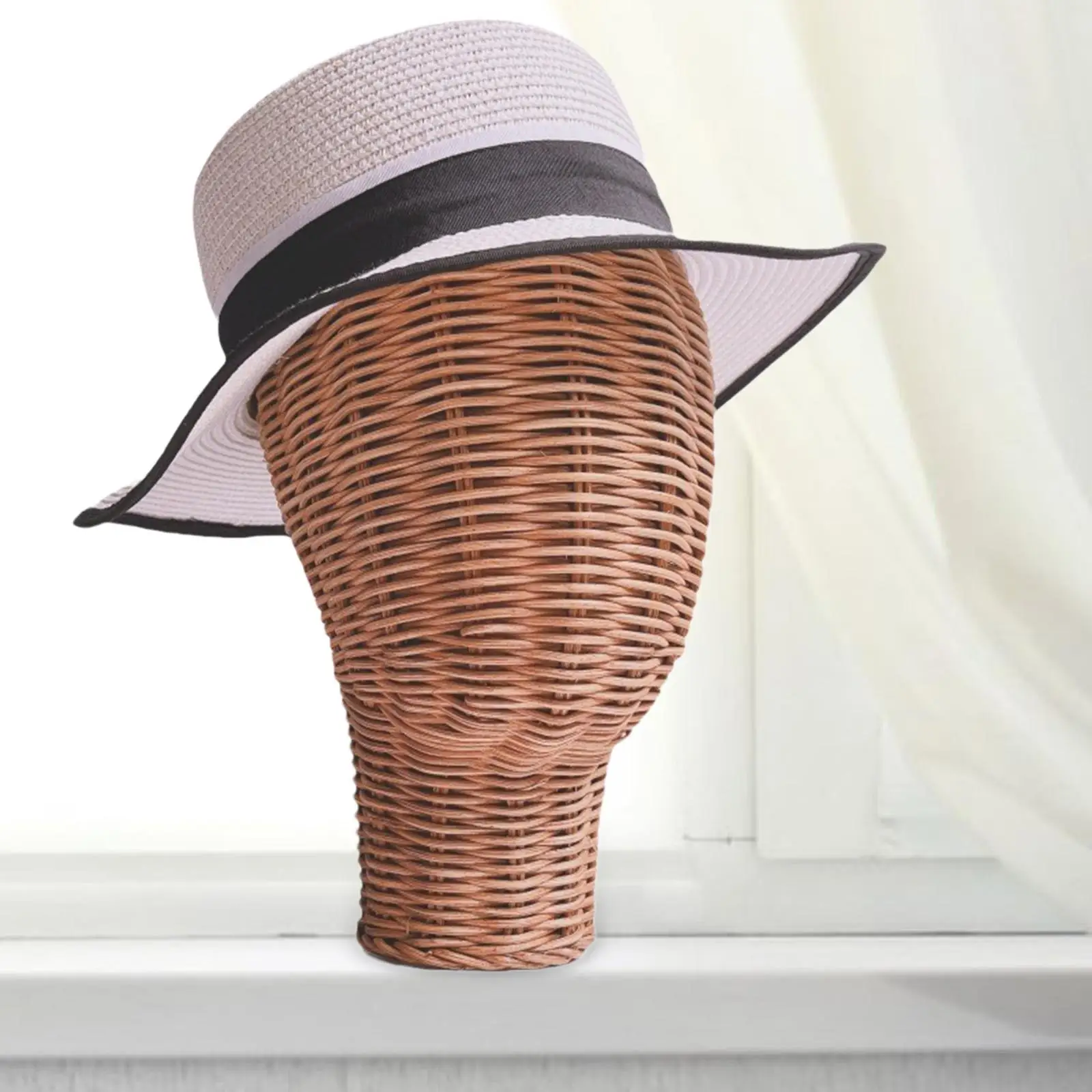 

Hat Display Stand Rattan Mannequin Head,Fashion,Lightweight,Portable Stable Base Wicker Cap Hair Wig Holder for Hair Salon