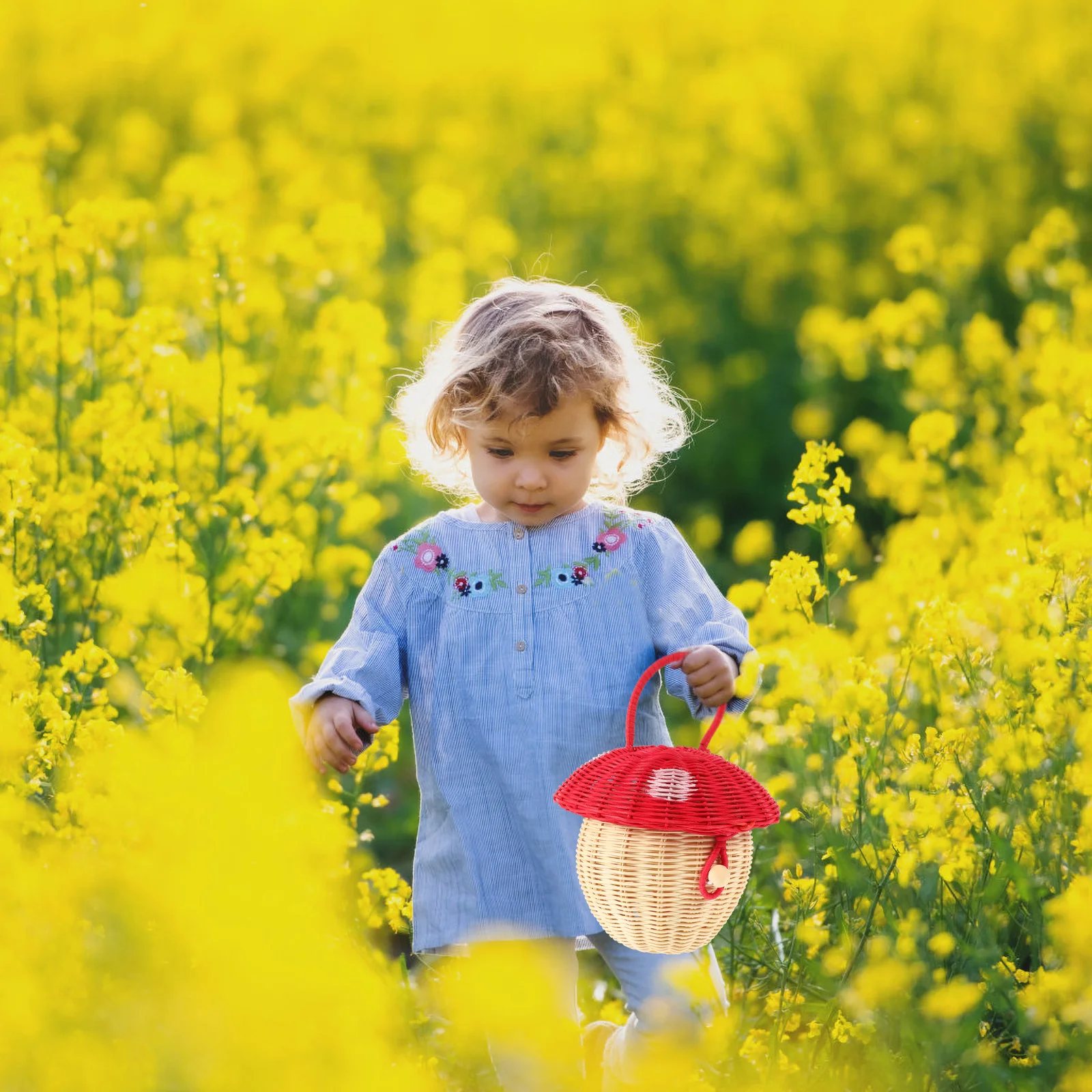 Baskets Mushroom Storage Candy Handbag Decor Woven Portable Costume Rattan Miss