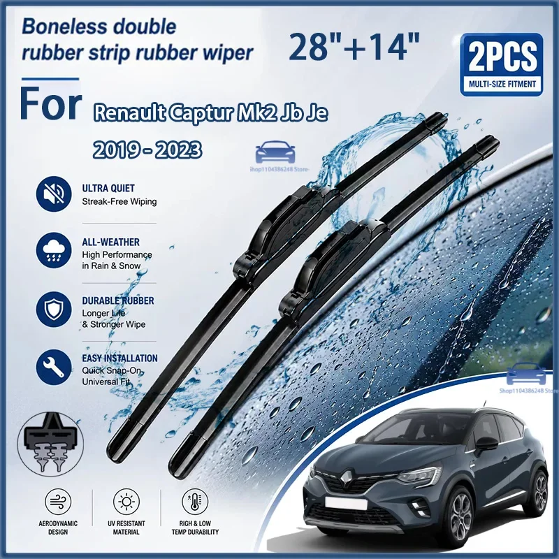 

Durable Clear View Wiper Blades For Renault Captur Mk2 Jb Je 2019-2023 28"+14" Front Window Brushes