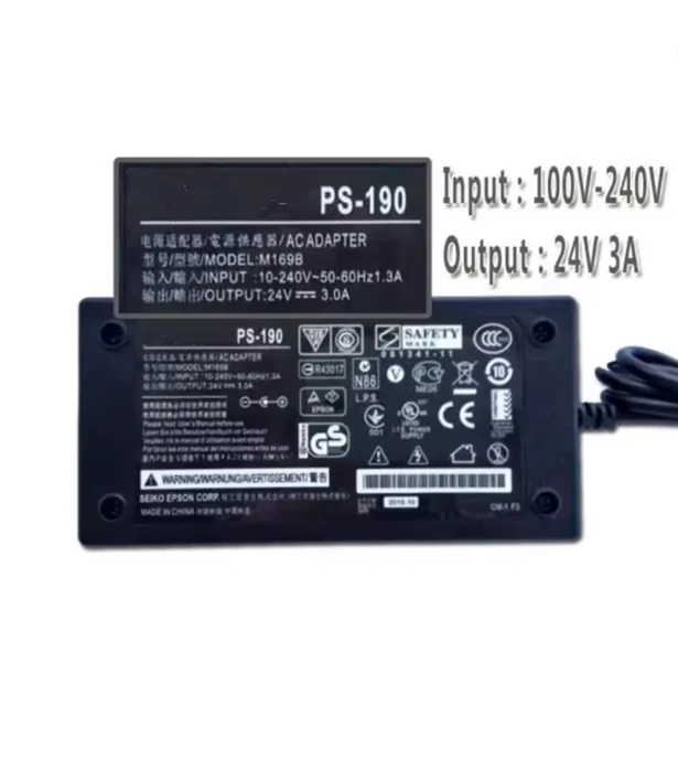24V 3A 5.5*2.5mm PS-190 M1698 AC Adapter Charger for Epson Compatible With 24V 1A/2A LED Water Dispenser Power Supply