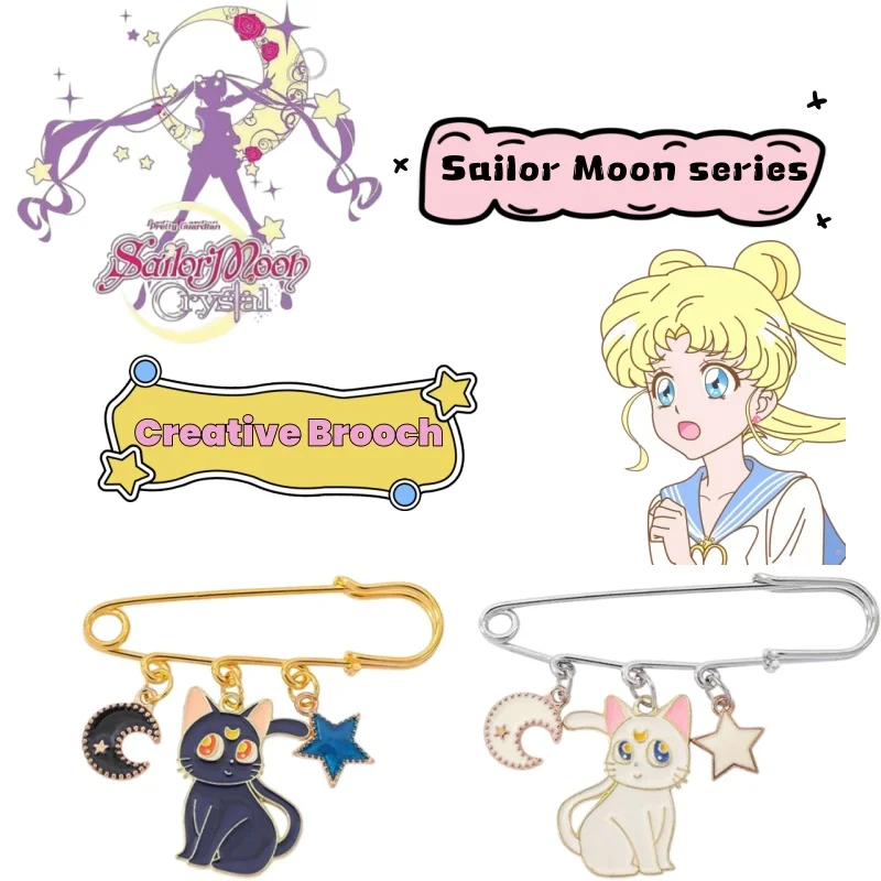 Japanese-style cartoon anime personality beautiful girl warrior metal creative brooch cute cat alloy badge clothing accessory