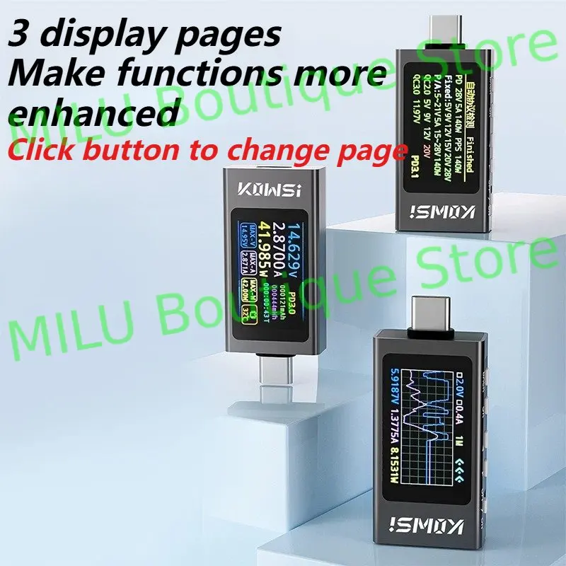 KWS-X1 Power Meter Type-C Tester Multifunctionele digitale display DC-spanning Ampèremeter Power Meter voor elektricien gereedschap