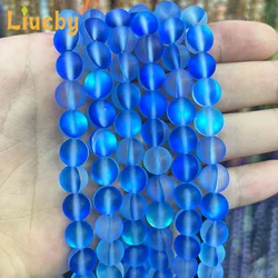 Natural Stone Matte Blue Austria Crystal Handmade Beads For Jewelry Making DIY Rings Handstring Accessories 15