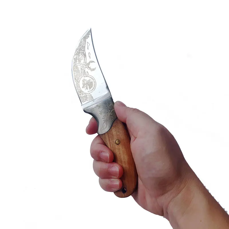 سكين صيد عالي الجودة بتصميم تكتيكي ثابت ومقبض من الخشب سكين تخييم مستقيم لأمريكا الشمالية مع حافظة