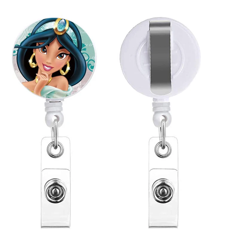 1 buah klip ditarik Disney lencana dokter Suster Reel putri kartun lucu siswa kartu ID lencana pemegang Lanyard