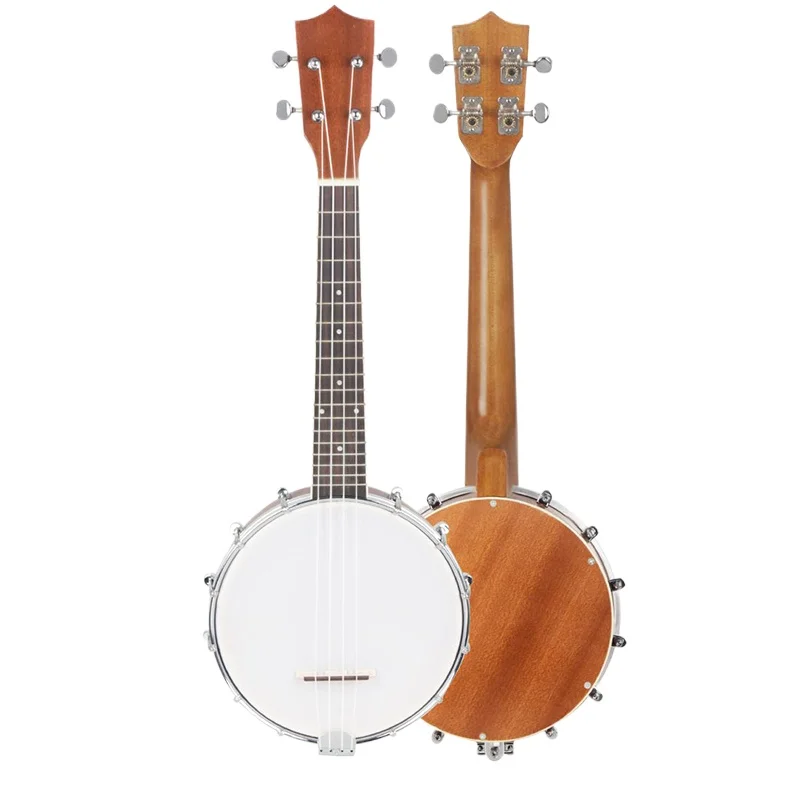 

Wooden Banjo Beginners 4 Strings Banjo Rosewood Fingerboard Banjos Professional Performance Stringed Instruments with Tuner